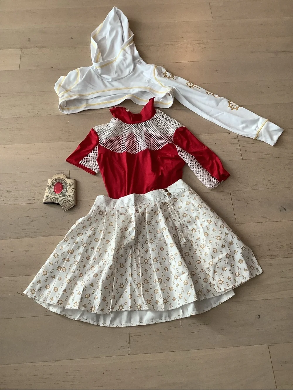 Large Nova costume Girls Red and White Costume Dress with Gold Accents - Zombies